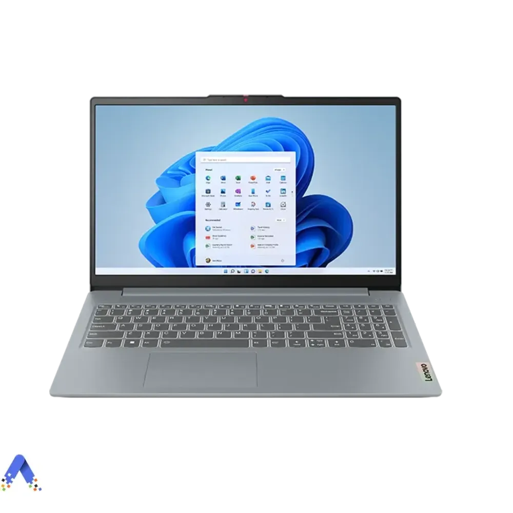 لپ تاپ لنوو IdeaPad Slim 3 نمای جلویی با صفحه نمایش روشن