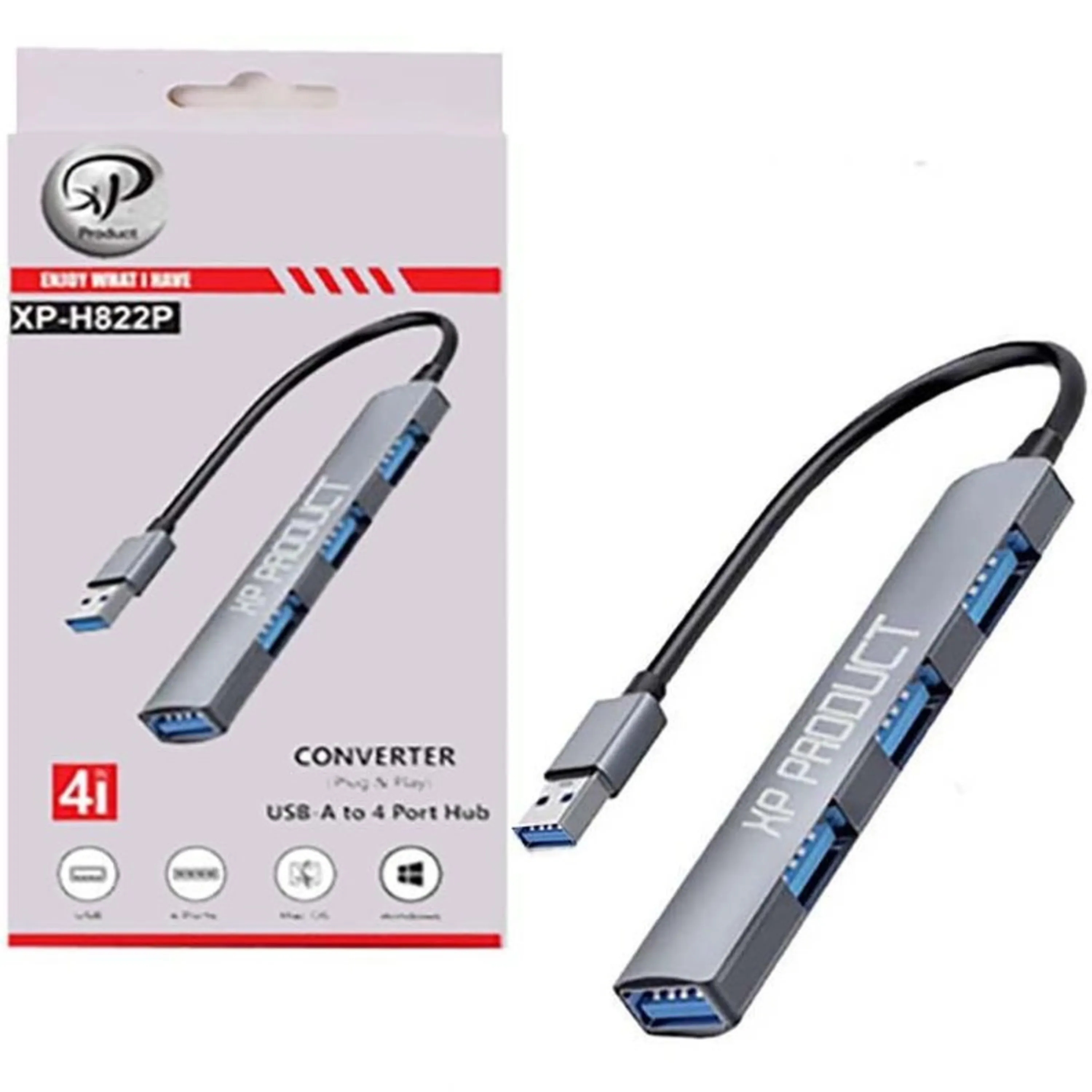 تصویر جلوی هاب ایکس پی مدل H822P با 4 پورت USB پرسرعت