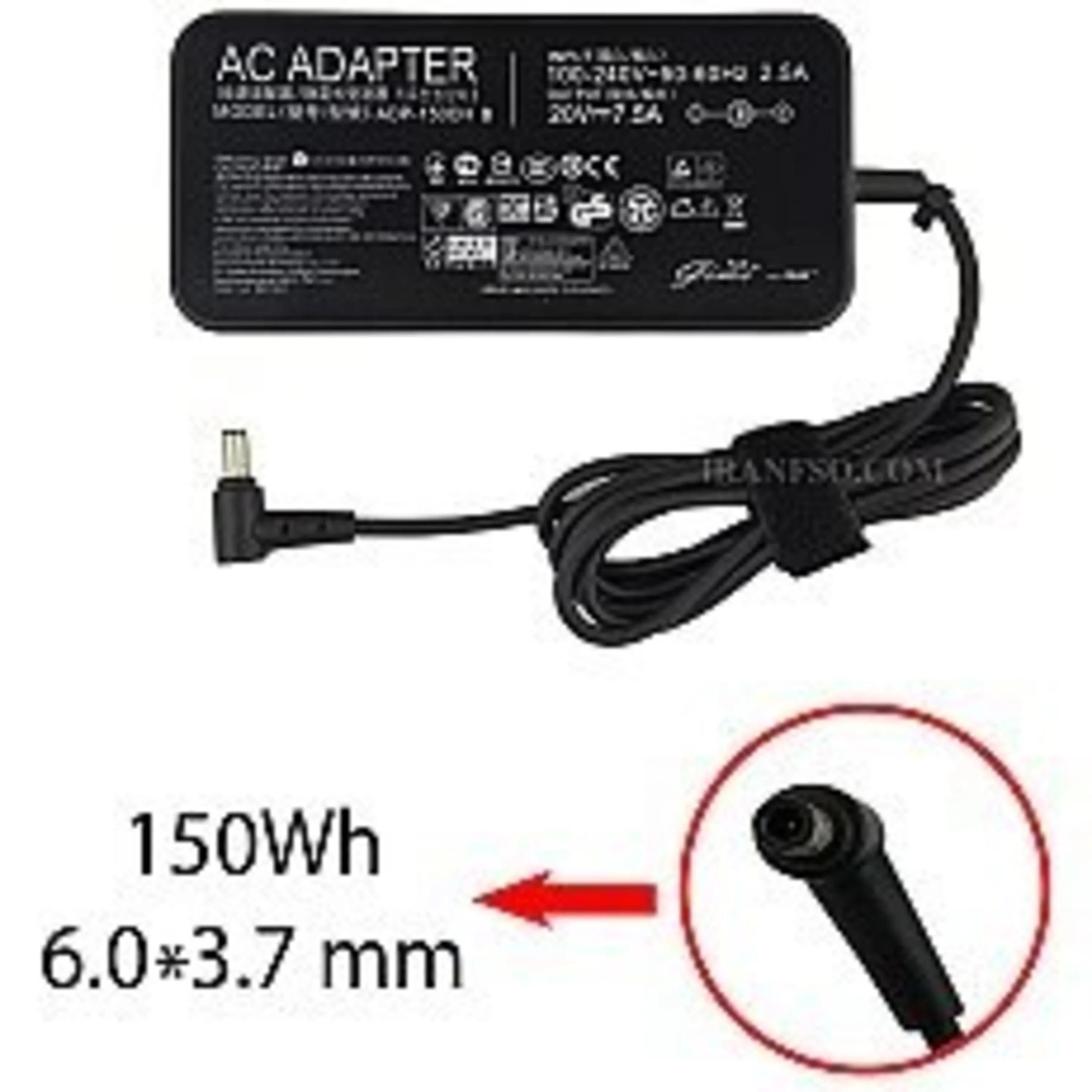 آداپتور لپ تاپ ایسوس 20V 7.5A نمای جلو