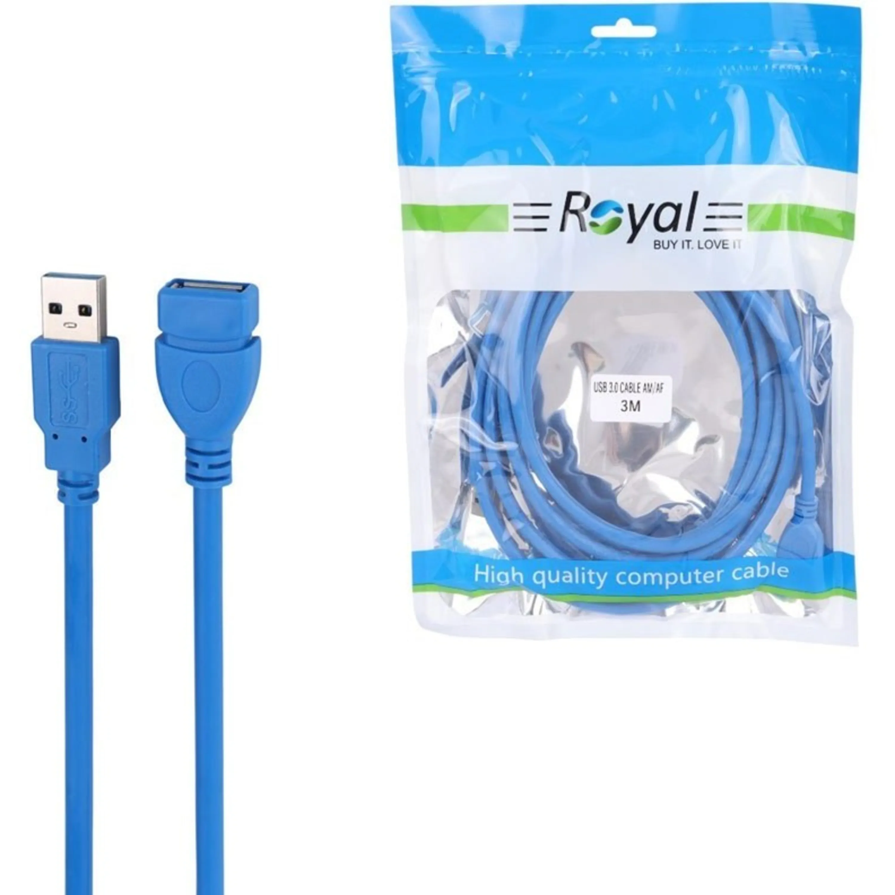 کابل افزایش طول USB رویال 3 متری شیلد دار